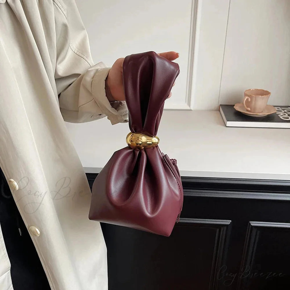 Mini Dumpling PU Leather Clutch wristlet-250126