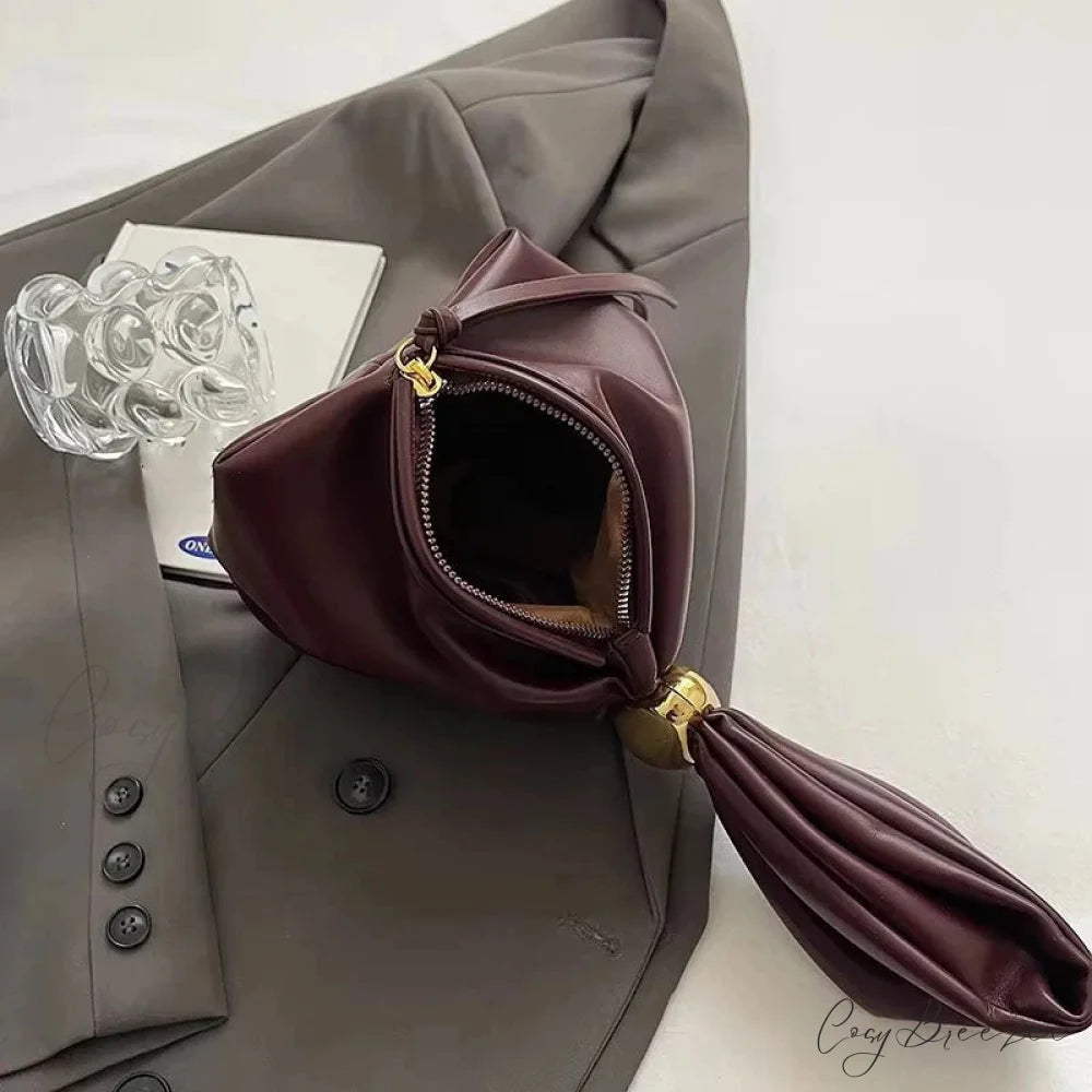 Mini Dumpling PU Leather Clutch wristlet-250126