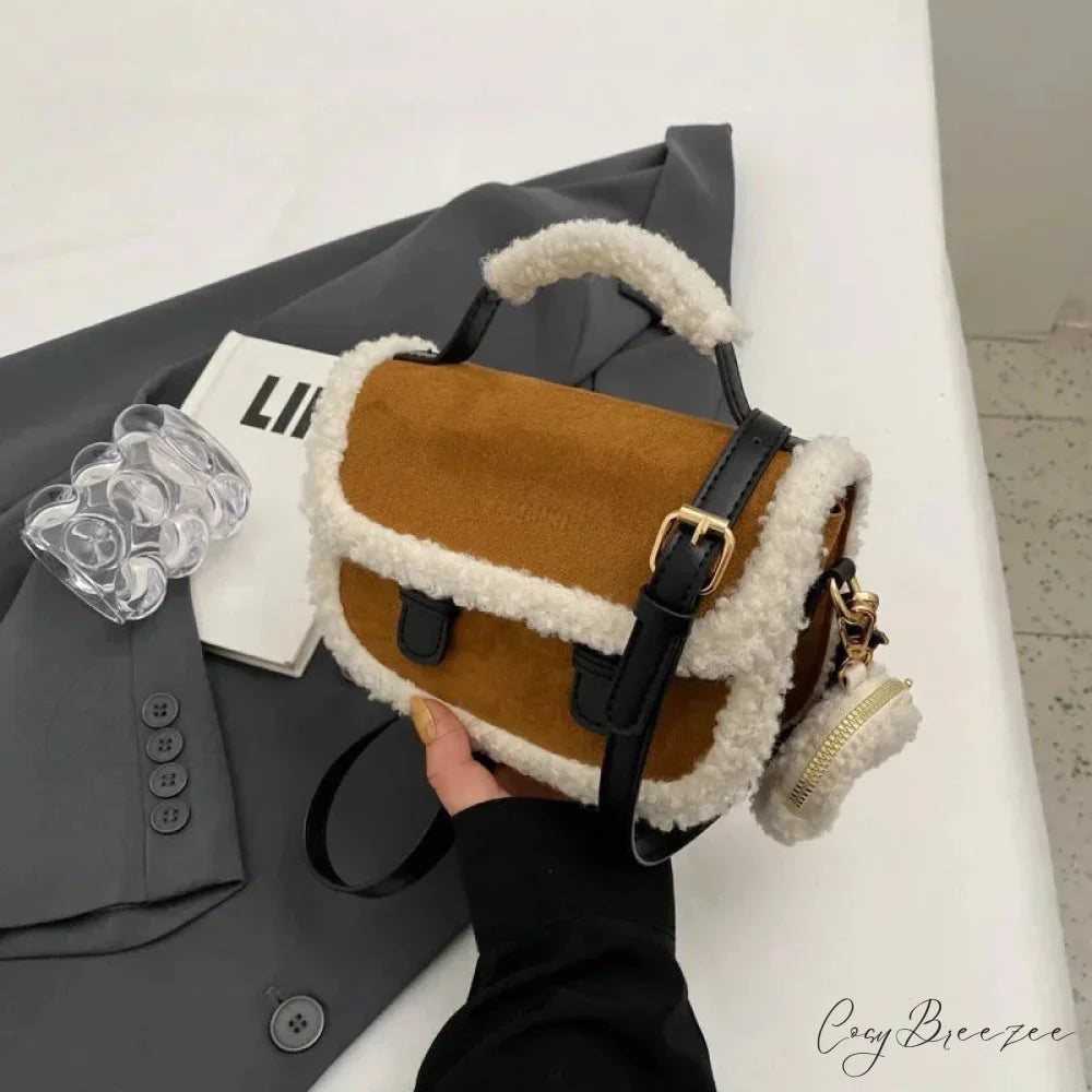 Mini Knot Handmade Knitted Bucket Handbag Brown handbag-250126