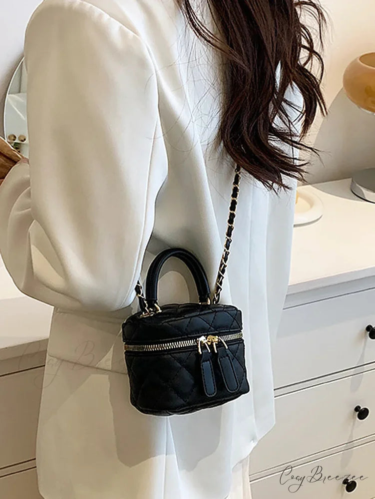 Mini Quilted Chain Diamond Crossbody Handbag black handbag-250126