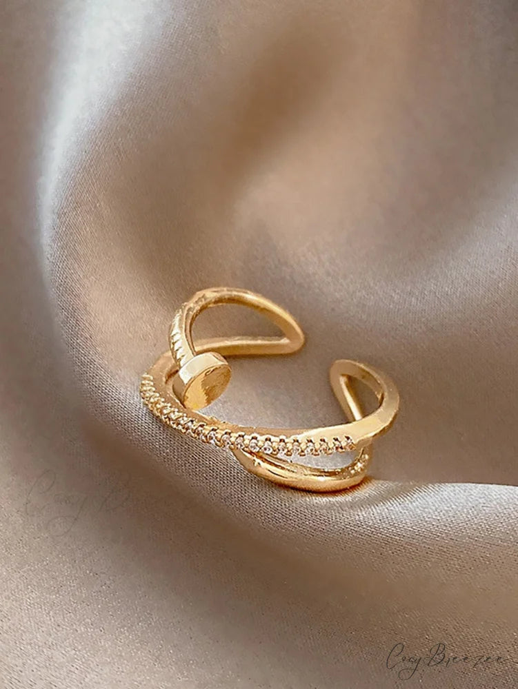 Minimalist Design Micro-inlaid Cubic Zirconia Stud Ring