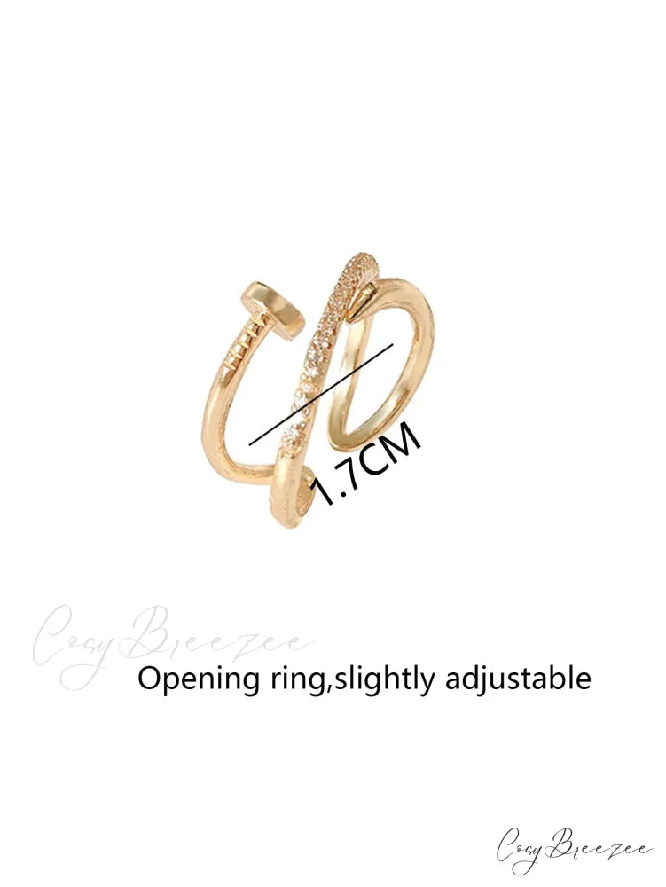 Minimalist Design Micro-inlaid Cubic Zirconia Stud Ring