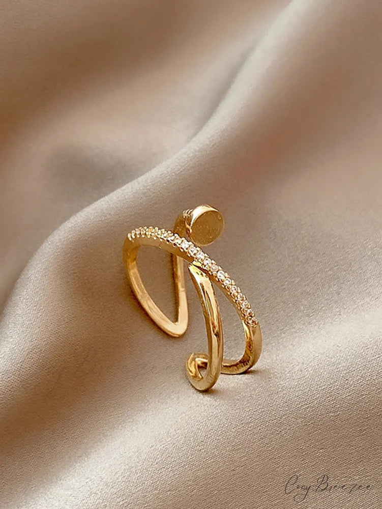 Minimalist Design Micro-inlaid Cubic Zirconia Stud Ring