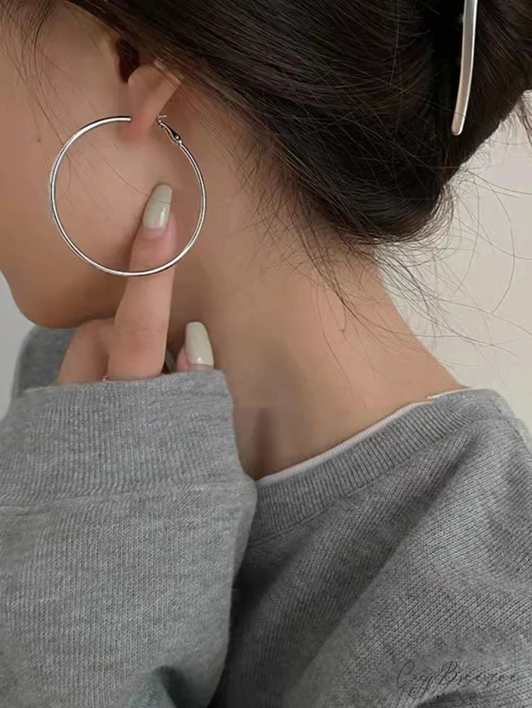 Minimalist Hoop Earrings Silver / one-size