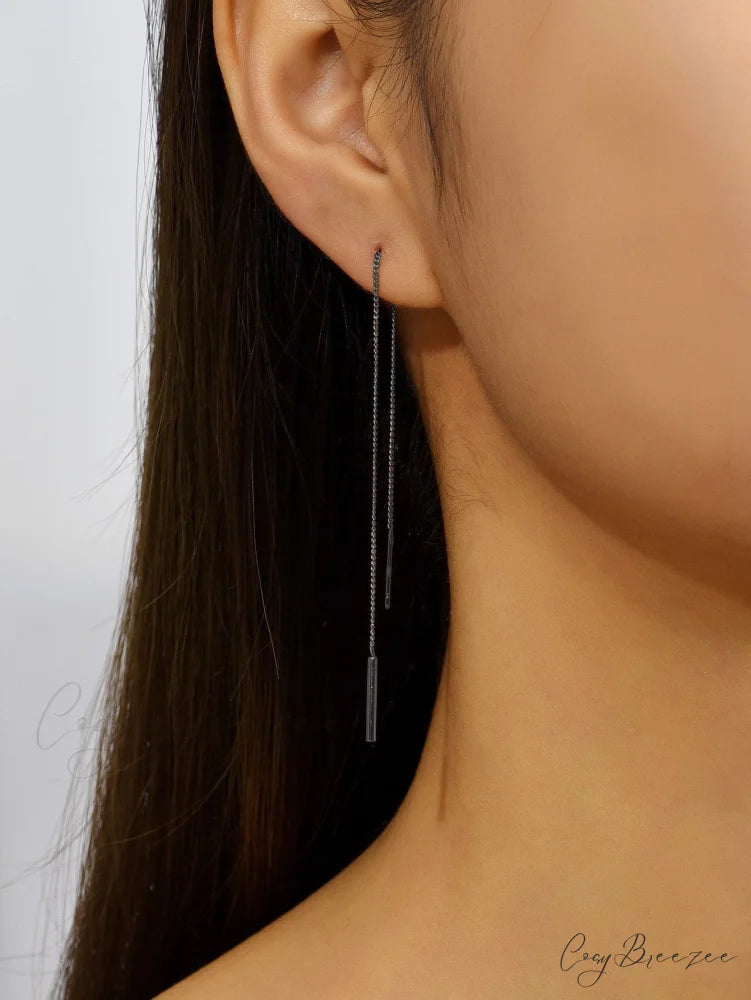 Minimalist Threader Earrings Gun Black / one-size
