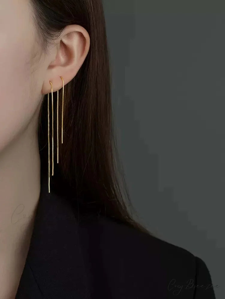 Minimalist Threader Earrings Yellow Gold / one-size