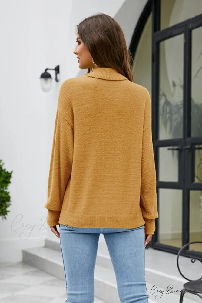 Mock with Dropped and Neck Sweater Arm Long Shoulder