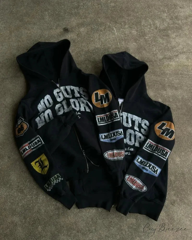 Motorcycle Style Graphic Hoodie hoodies-241228
