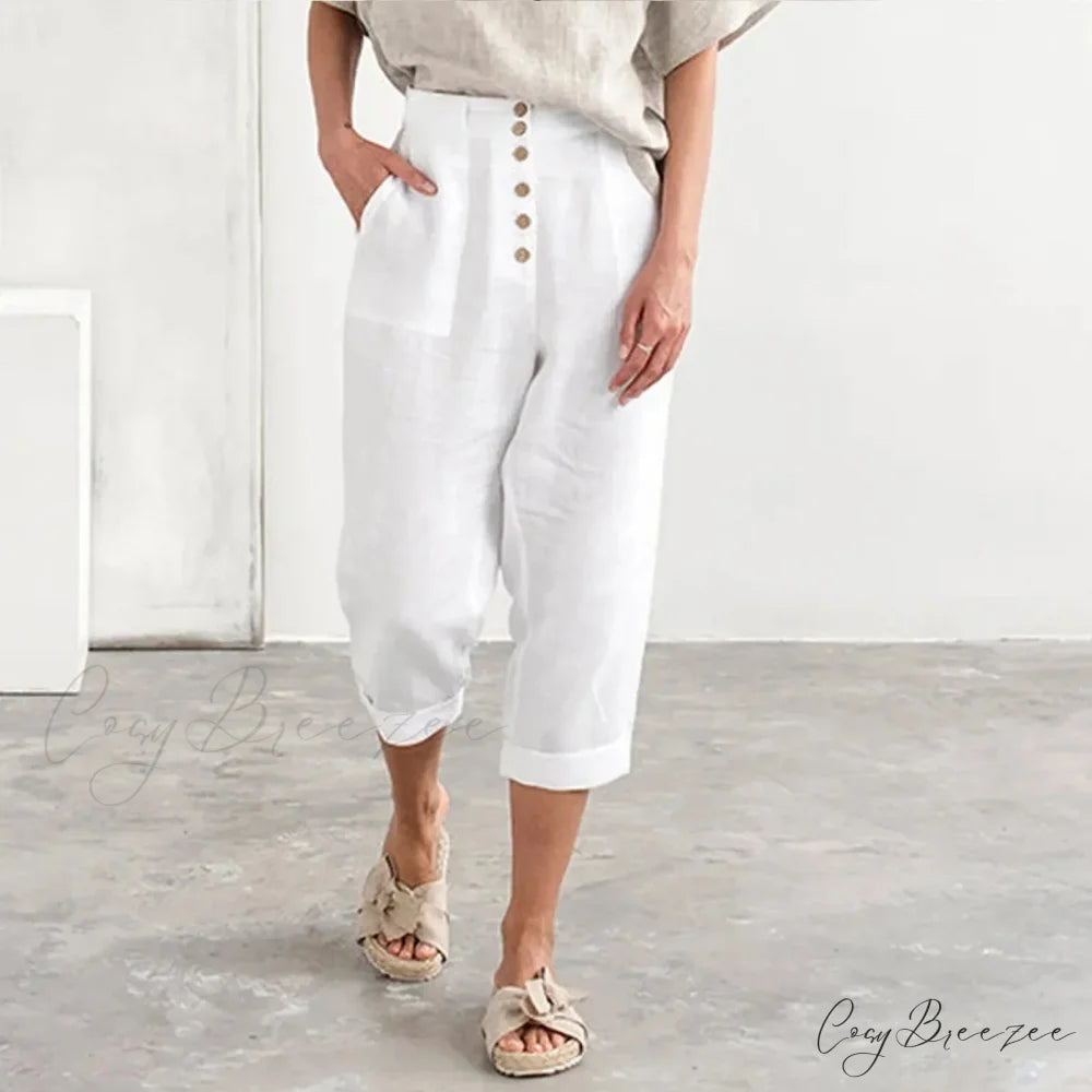 Multi Buckle Wide Leg Cargo Pants White / S pants-241228