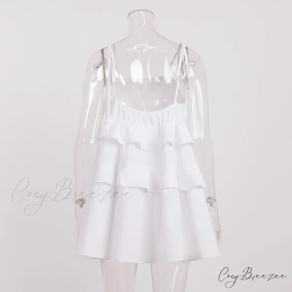 Multi-Tiered Ruffles Stylish Strappy Mini Dress