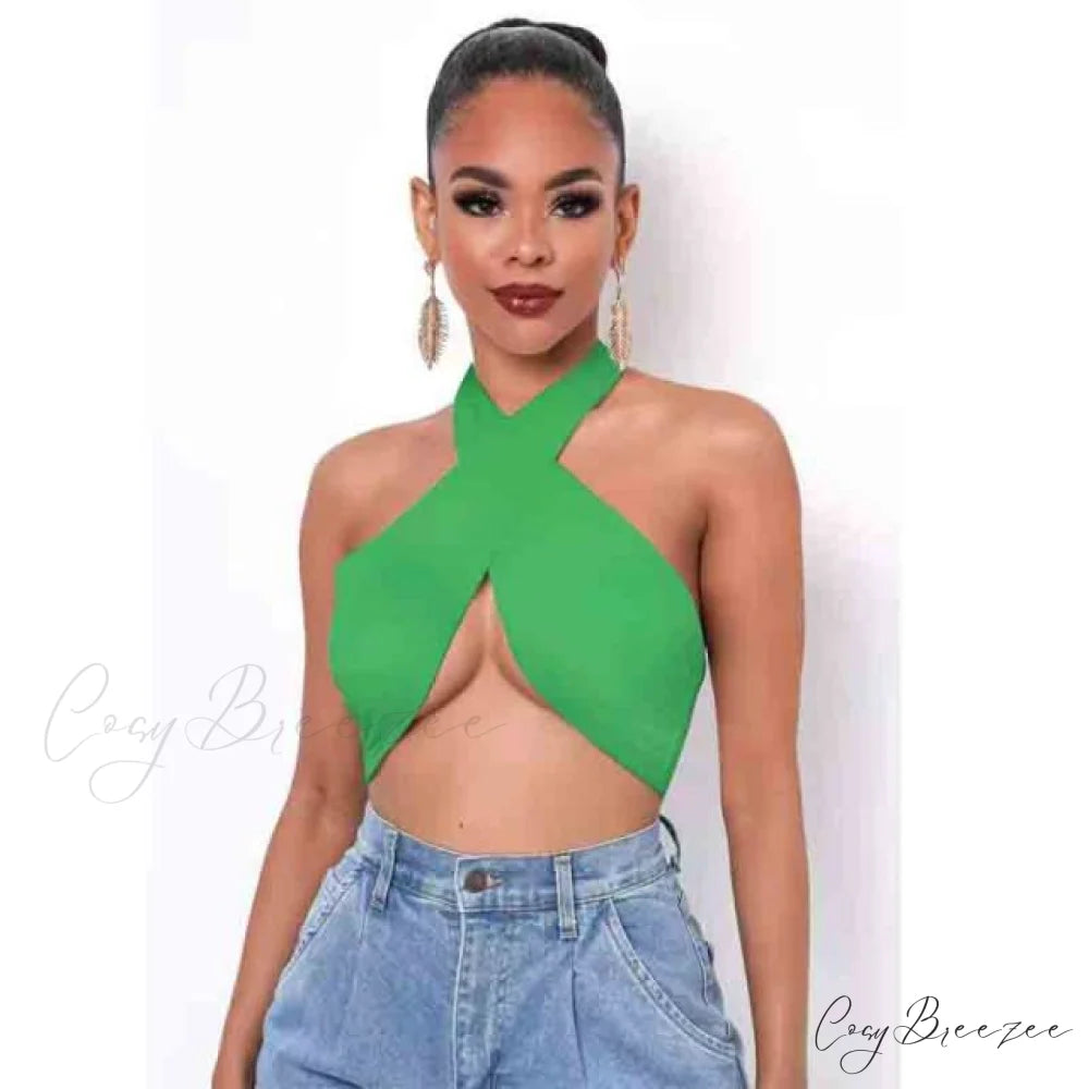 Multi-way Wrap Stylish Around Bandage Top green / M