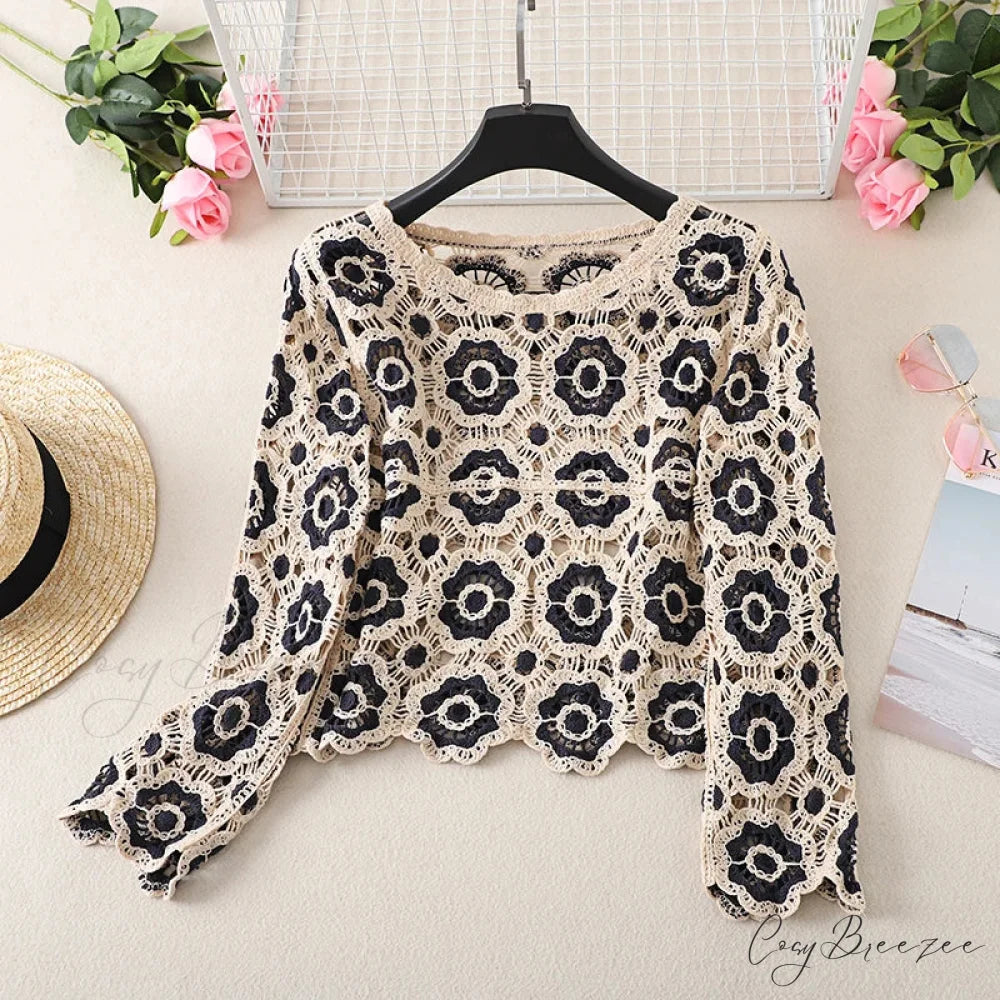 Multicolor Y2K Loose Crochet Knit Cardigan DARK GRAY / One Size cardiagn-250126