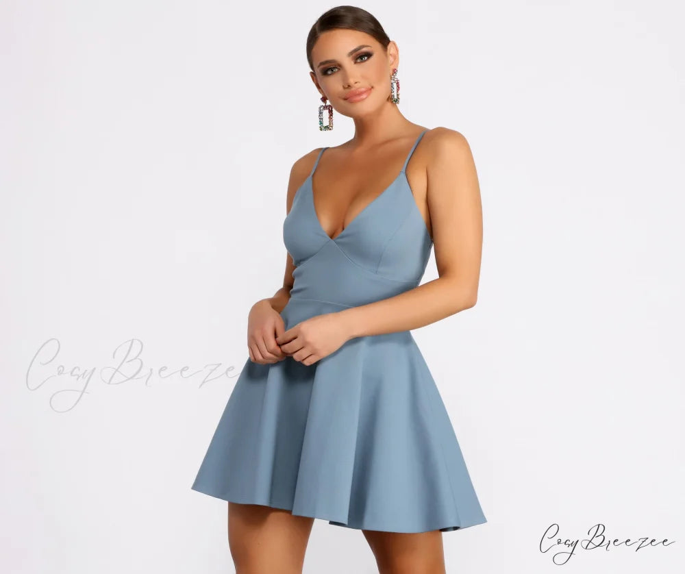 My Wavelength Stylish Skater Mini Dress DENIM / XS