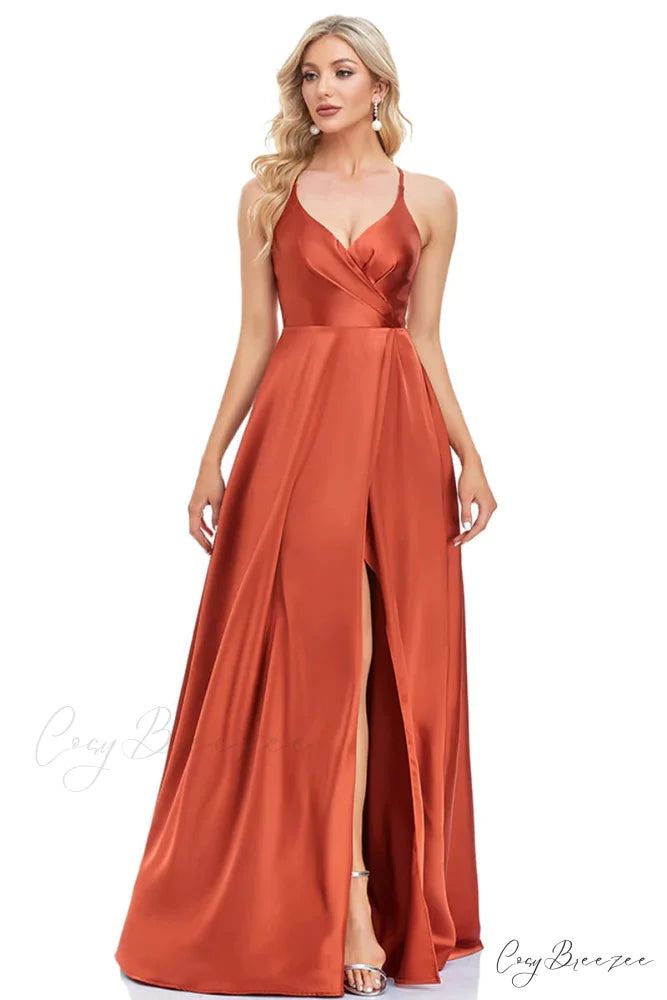 Mythical Romance Backless Trendy Satin Maxi Dress