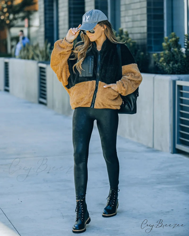 Nava Colorblock Zip Up Jacket - Black