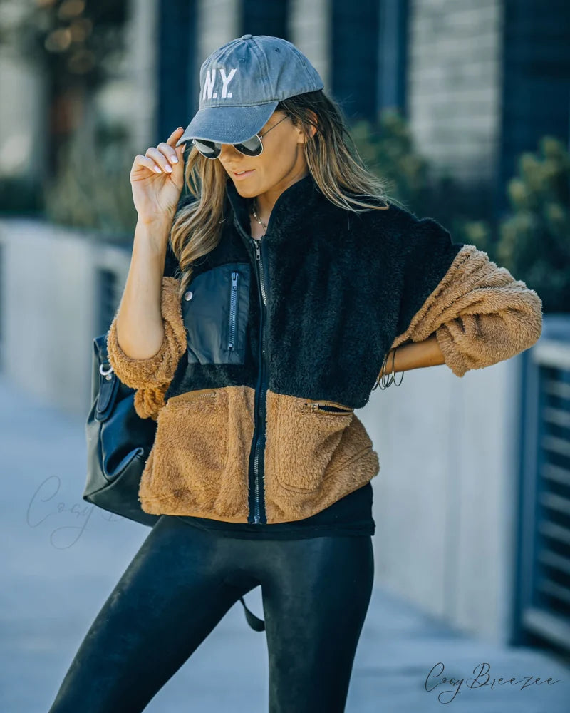 Nava Colorblock Zip Up Jacket - Black