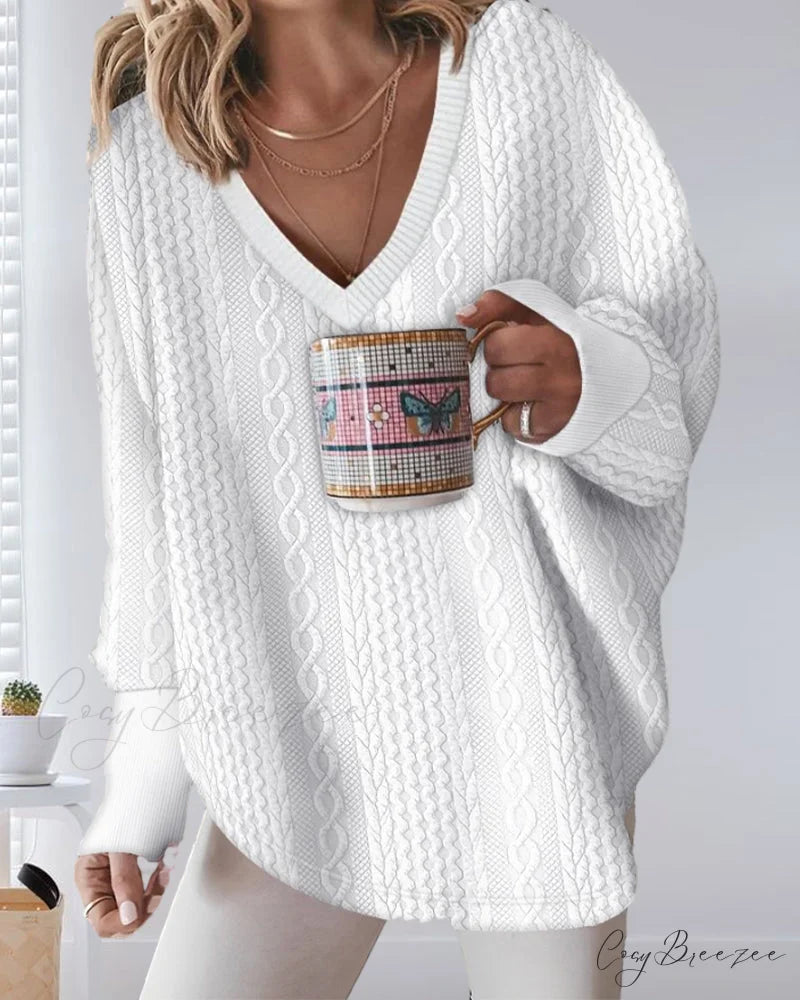Neck Long V Arm Sweater