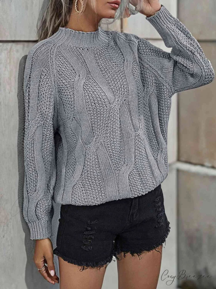 Neck Mock Ribbed Sweater Heather Gray / S