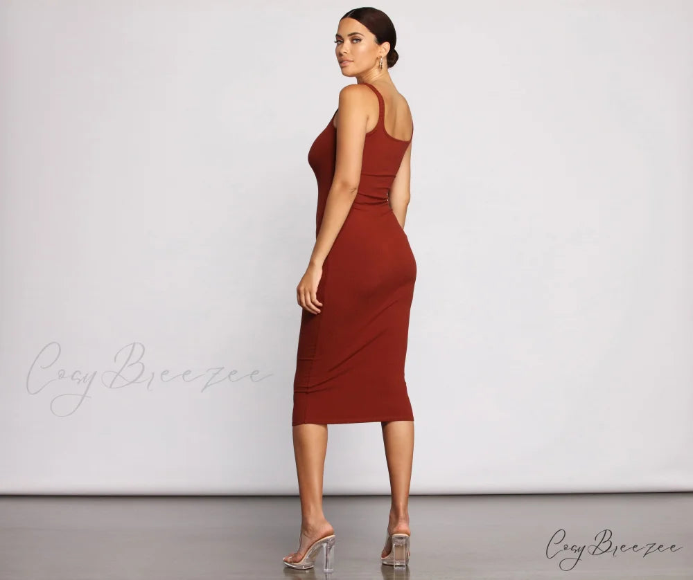 Need For Basics Charming Ribbed Midi Dress