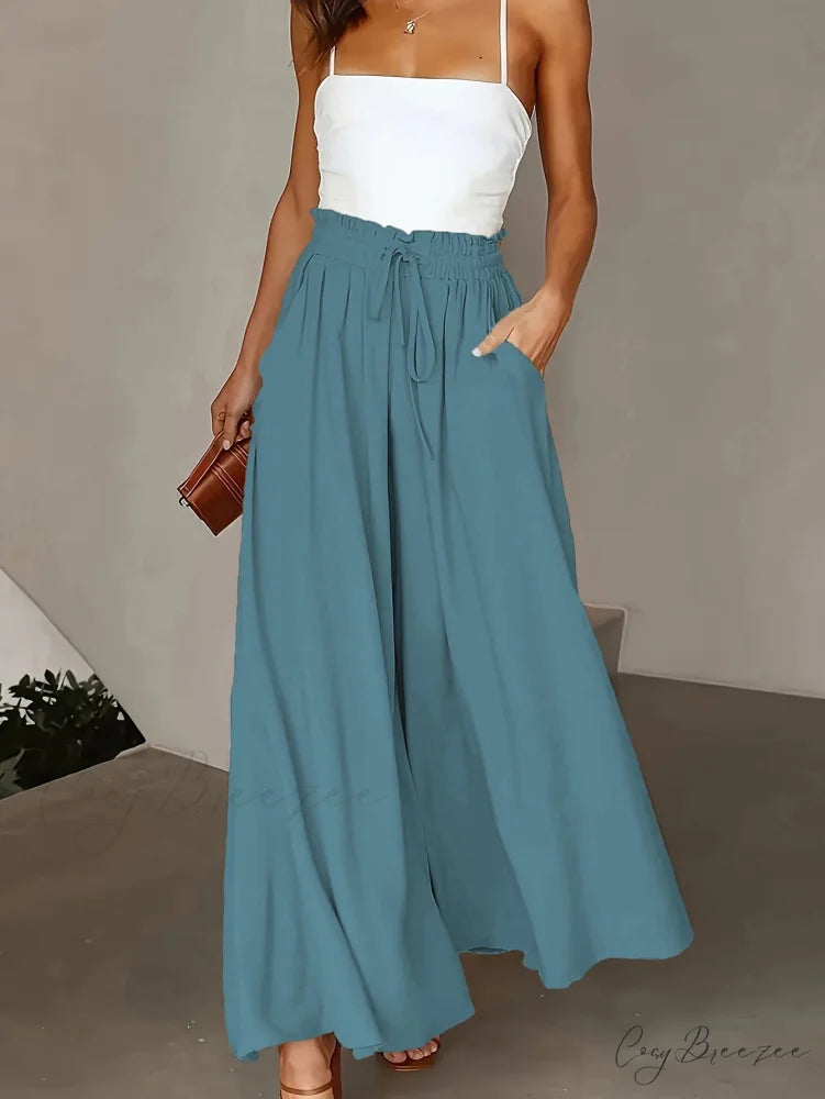 Neon Pull-Tie Wide-Leg Utility Pant DARKBLUE / 0XL pant-250223