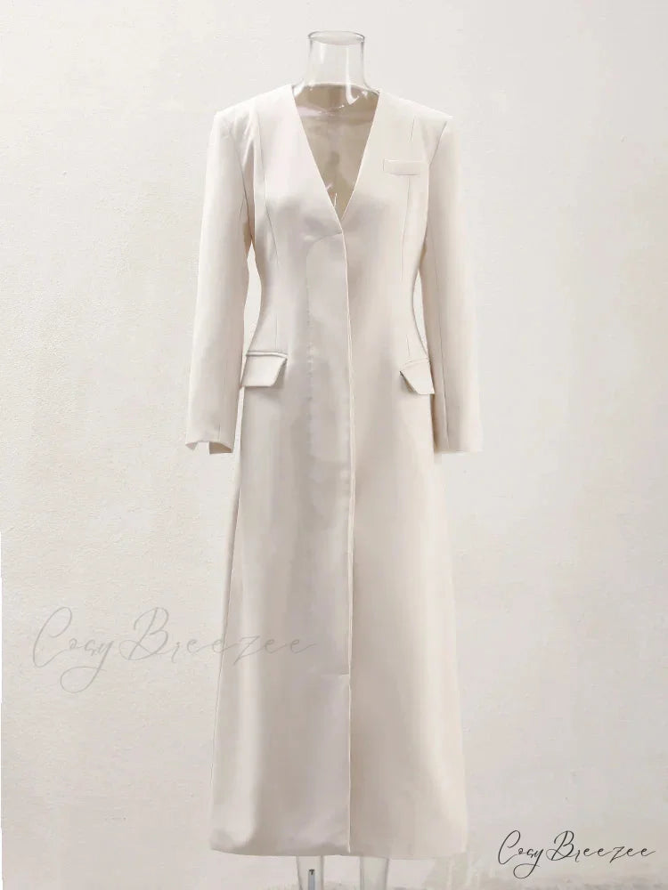 No Collar Single-Breasted Slim Coat Apricot / S overcoats-241228