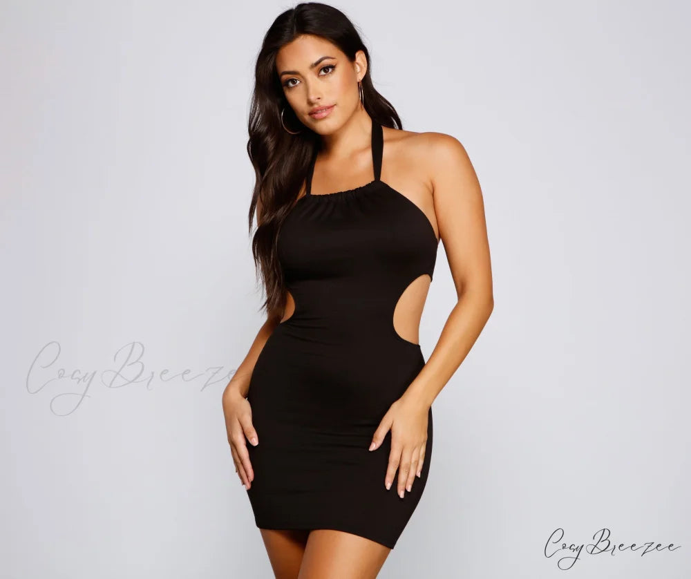 Nobody Like You Charming Cutout Mini Dress BLACK / XS
