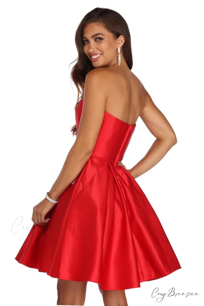 Noelle Formal Stylish Satin Party Dress