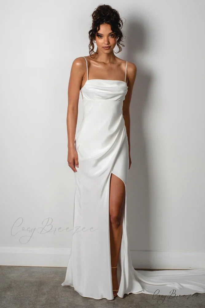 Now and Always Trendy Satin Wedding Dress Ivory / 2