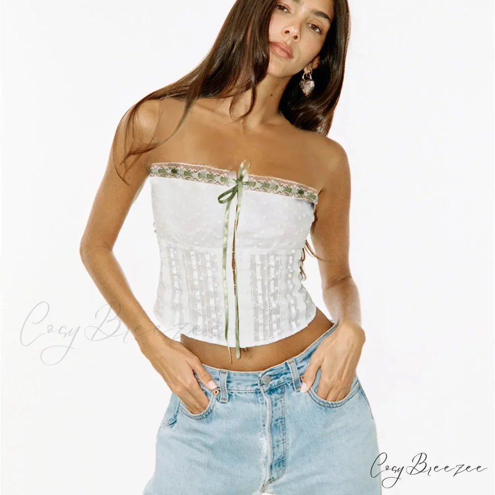 Off-Shoulder Bandage Crop Top white 1 / S croptop-250223