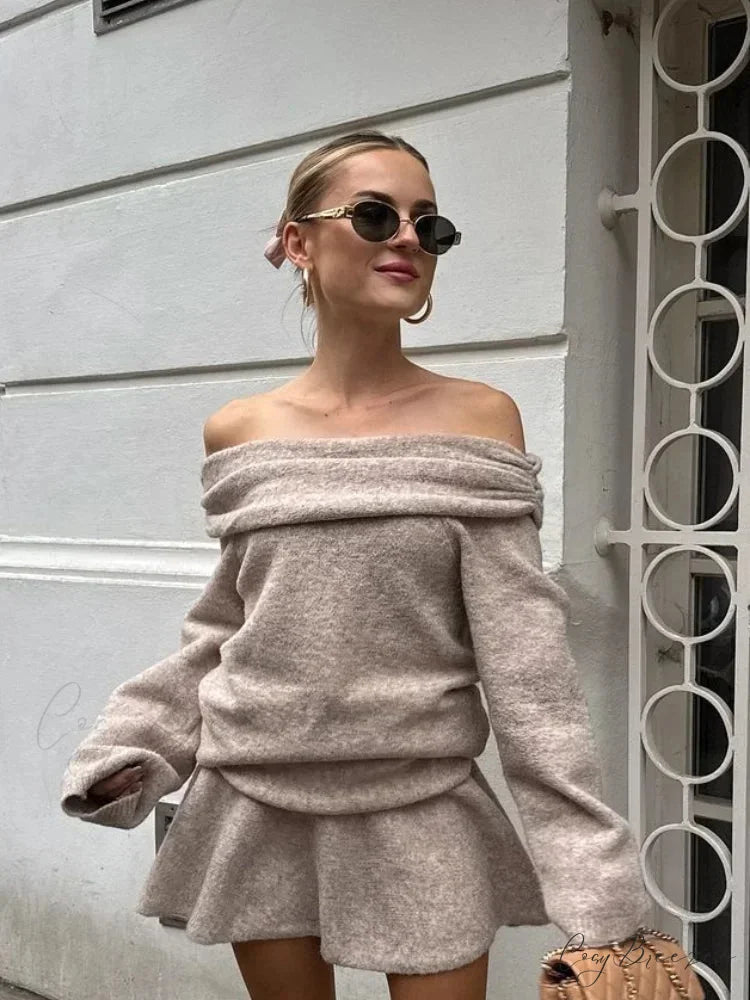 Off Shoulder Cashmere Sweater swraters-241228