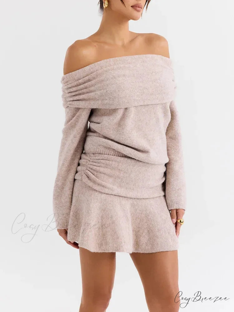 Off Shoulder Cashmere Sweater swraters-241228