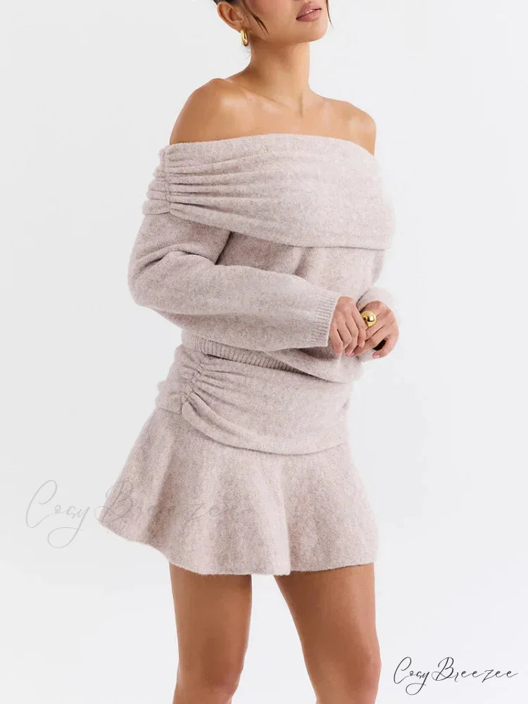 Off Shoulder Cashmere Sweater swraters-241228
