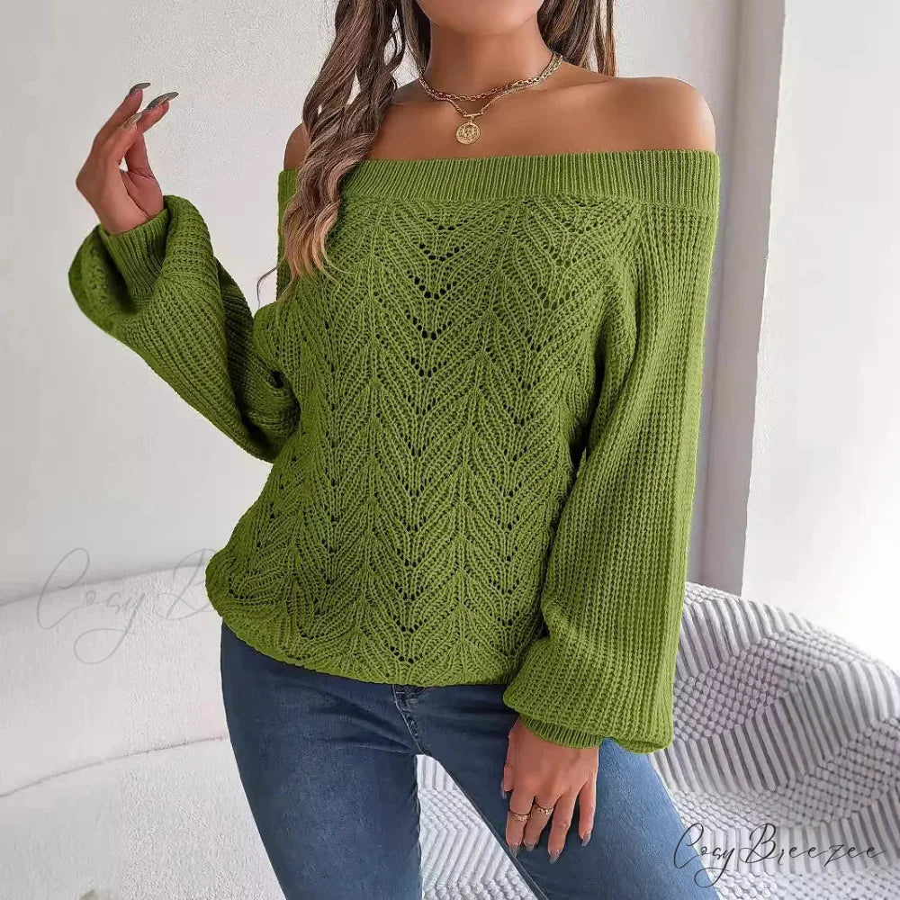 Off-Shoulder Elegant Spring Sweater swraters-241228