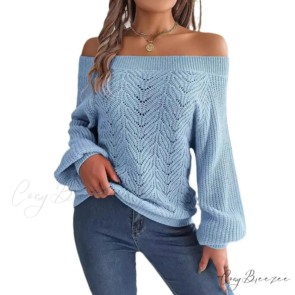 Off-Shoulder Elegant Spring Sweater swraters-241228