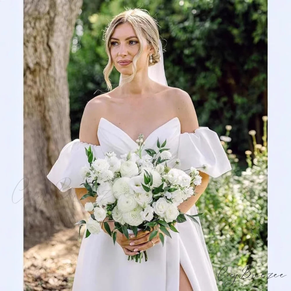 Off-Shoulder Long Wedding Dress weddingdress-250223