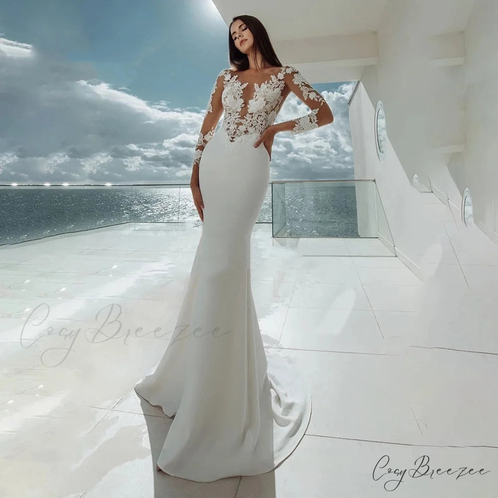 Off-Shoulder Princess Tail Wedding Dress lvory white / 2 weddingdress-250223