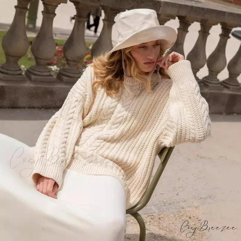 Off-Shoulder Solid Long Sleeve Knitted Sweater swraters-241228