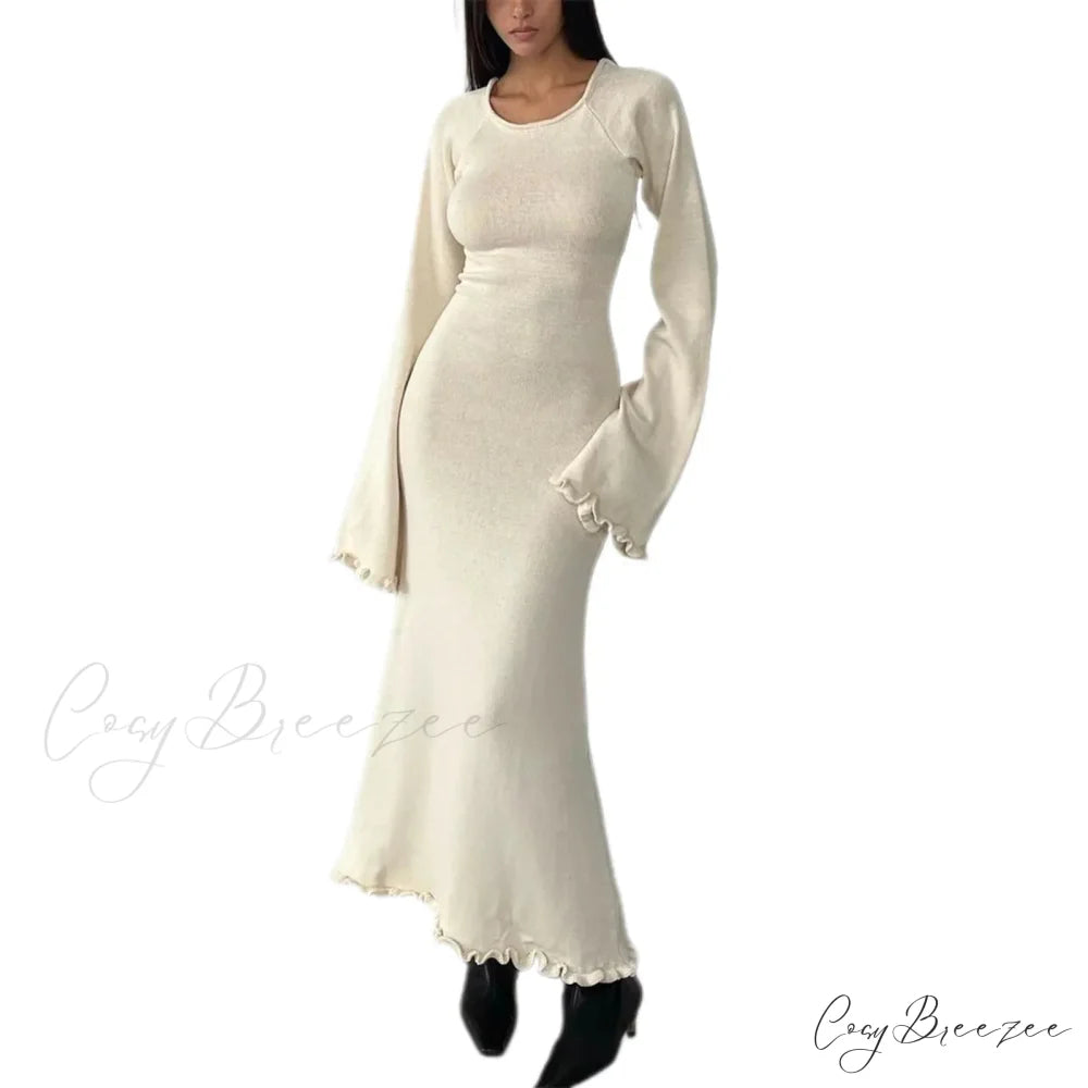 Off Shoulder Split Maxi Dress White / S