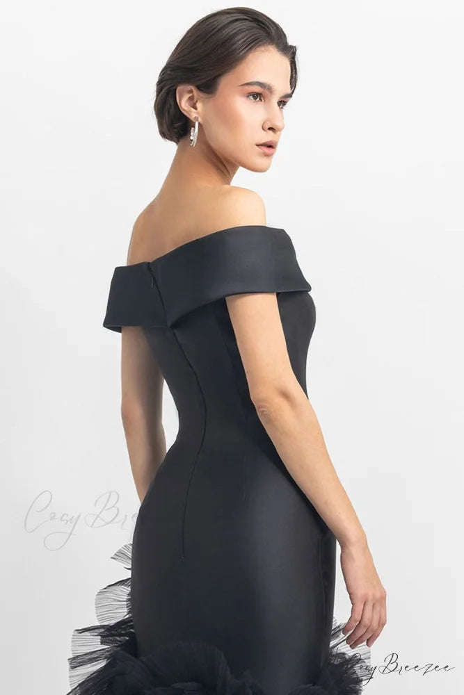 Olivia Black Graceful Off-the-Shoulder Maxi Dress