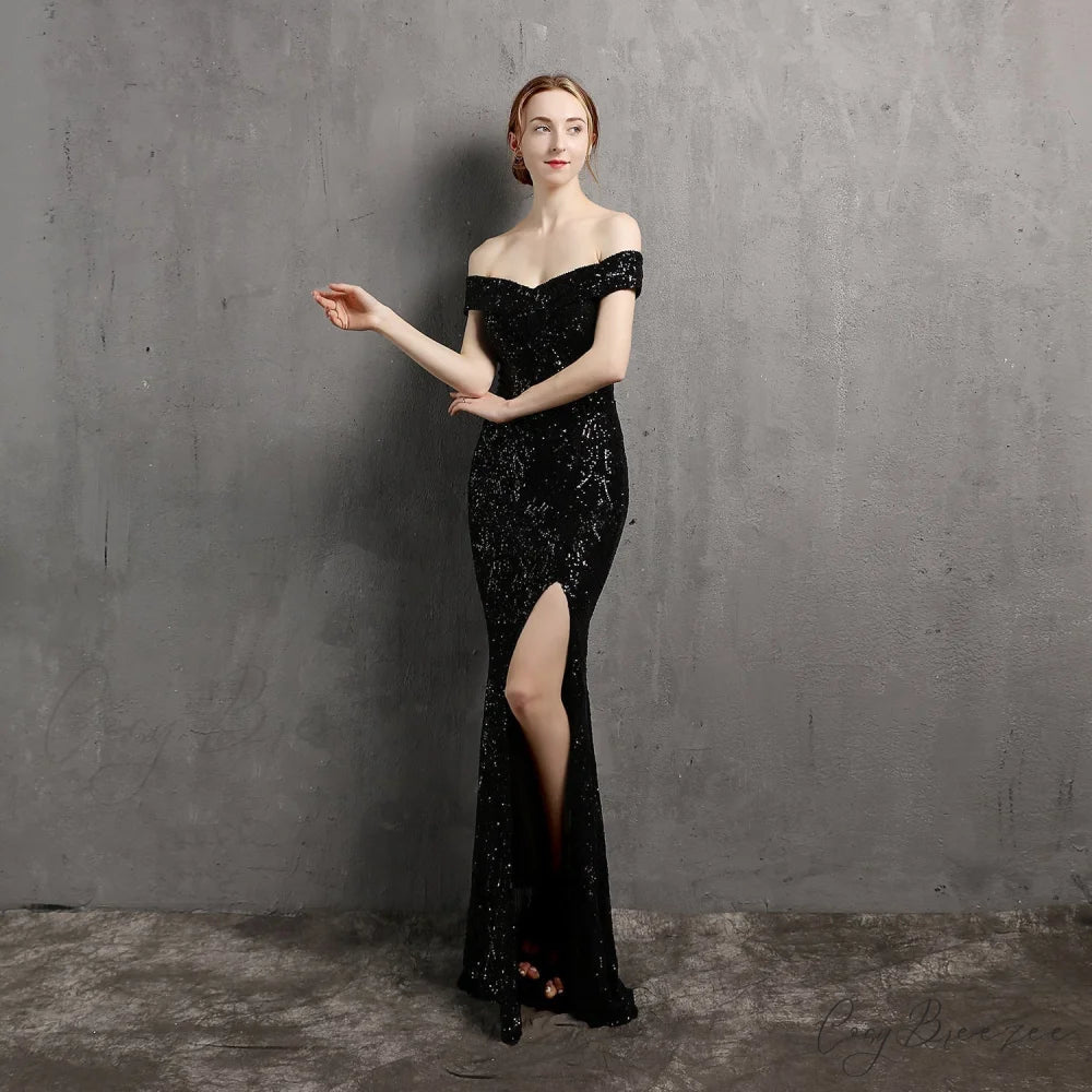 Olivia Formal Stylish Glitter Dress BLACK / XS