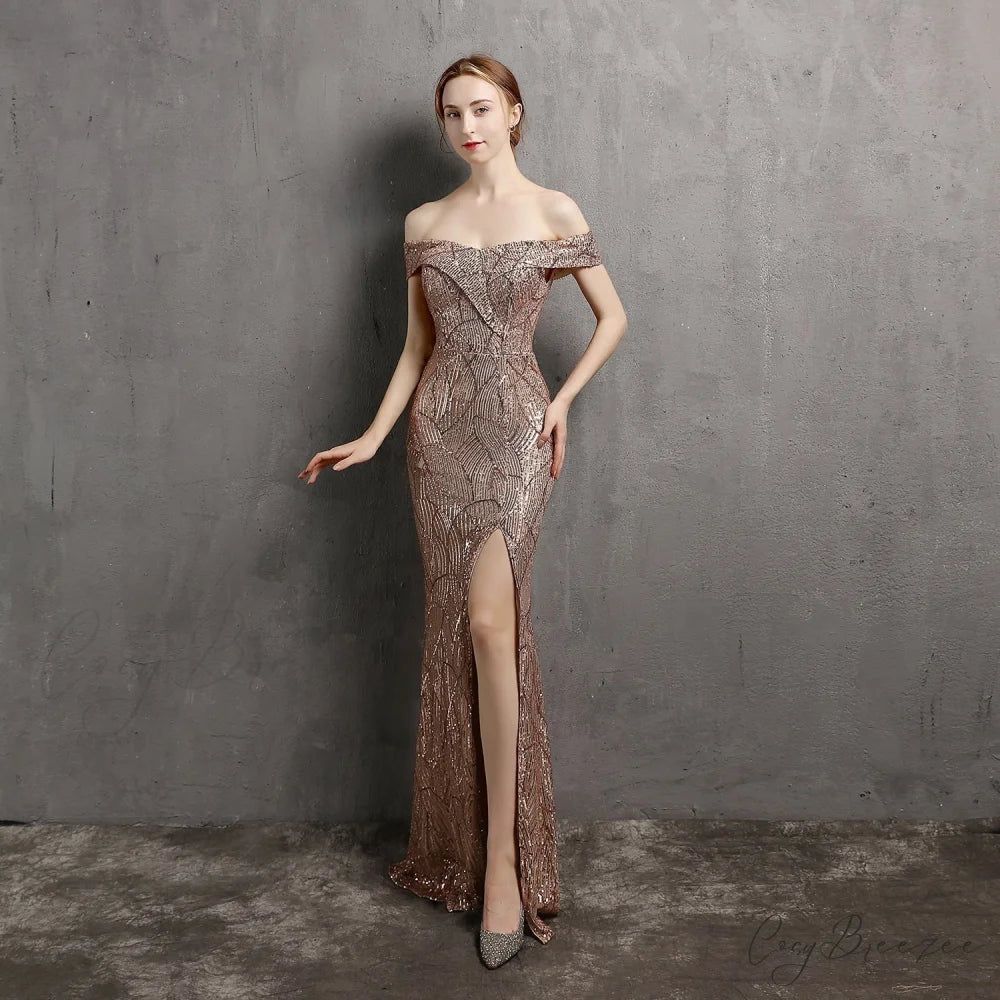 Olivia Formal Stylish Glitter Dress GOLD / XS