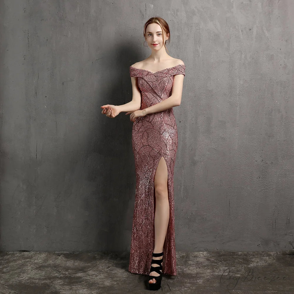 Olivia Formal Stylish Glitter Dress PINK / XS