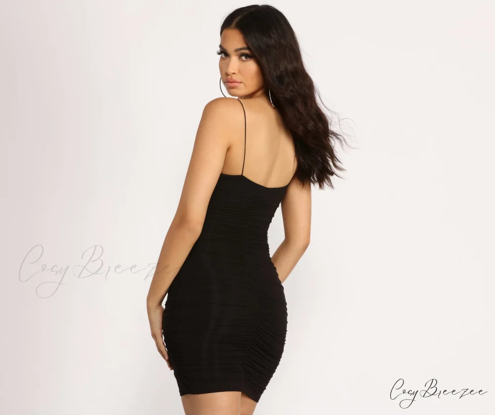 On My Level Charming Ruched Mini Dress