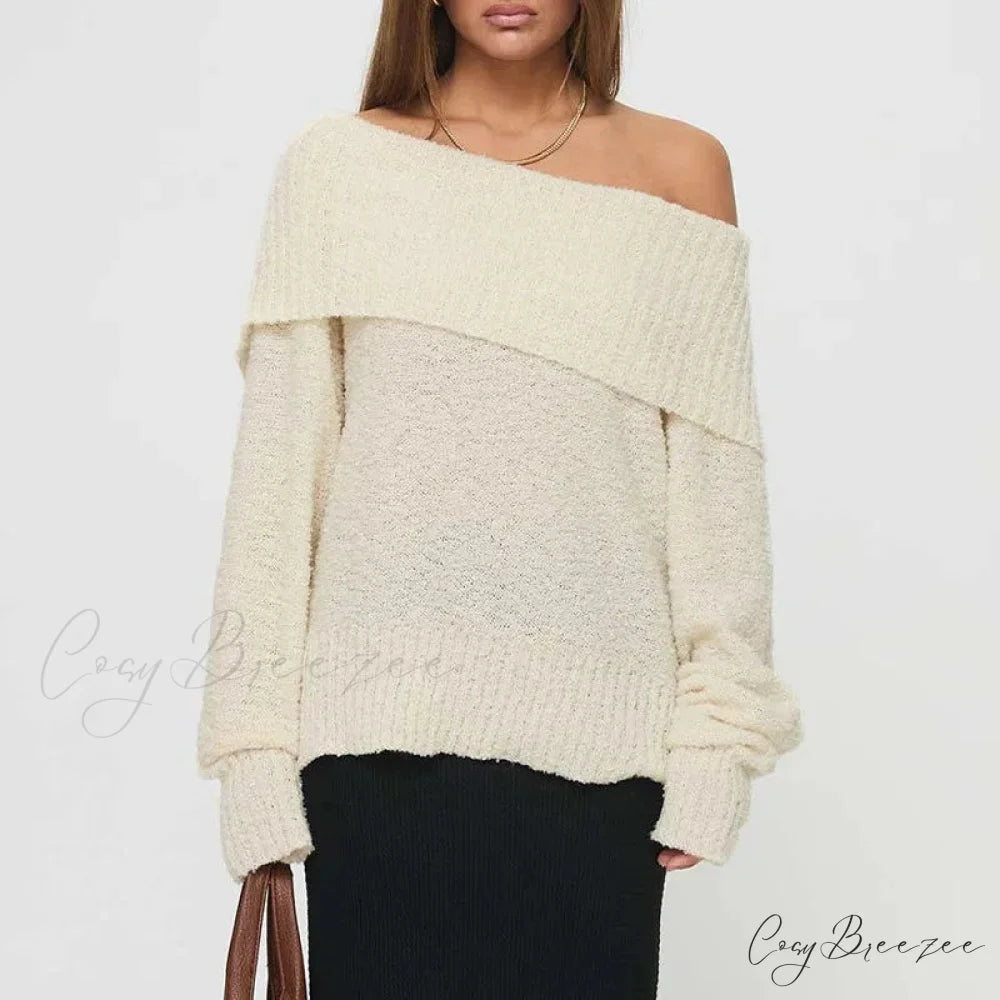 One Shoulder Slim Long Sleeve Pullover Sweater swraters-241228