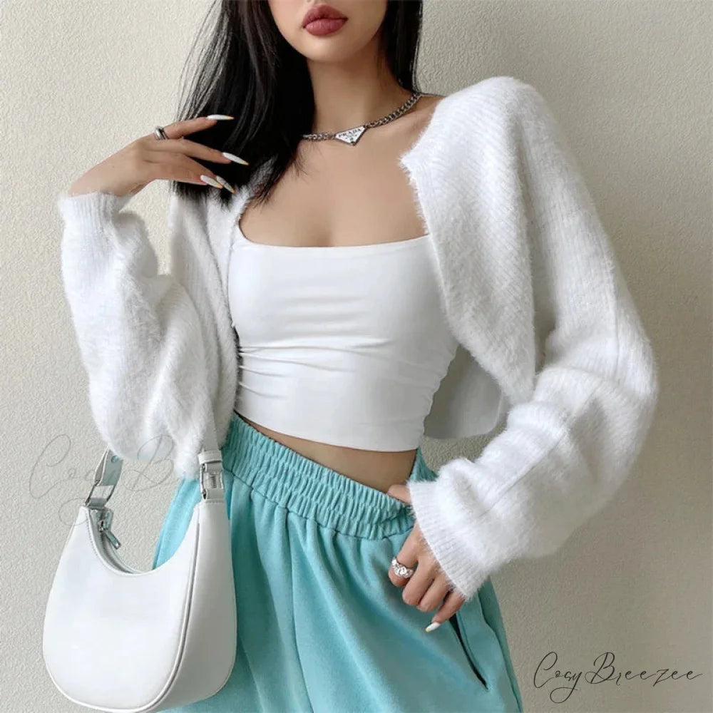 Open Front Cropped Full Sleeve Cardigan cardigans-241228