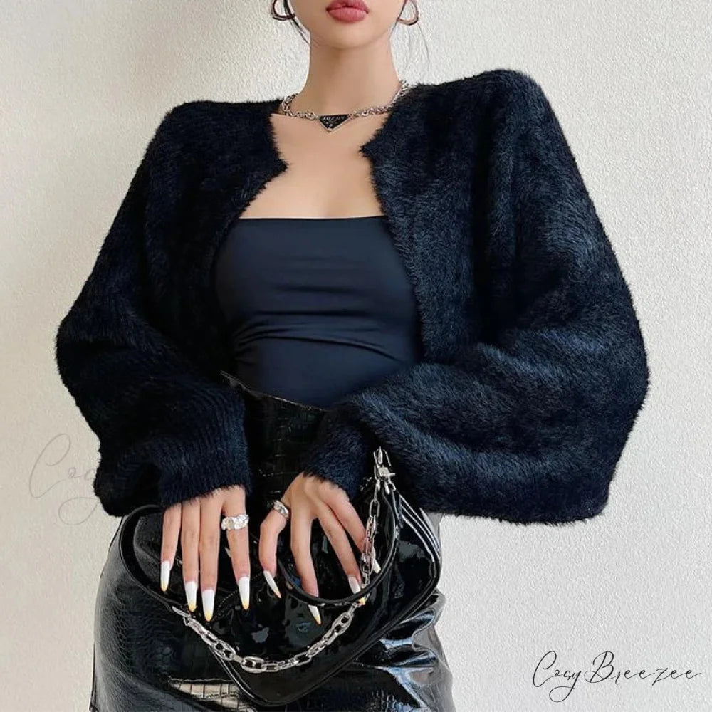 Open Front Cropped Full Sleeve Cardigan cardigans-241228