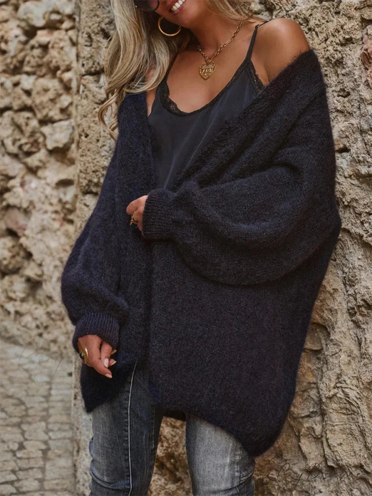 Open Front Plush Full Sleeve Knit Cardigan cardigans-241228