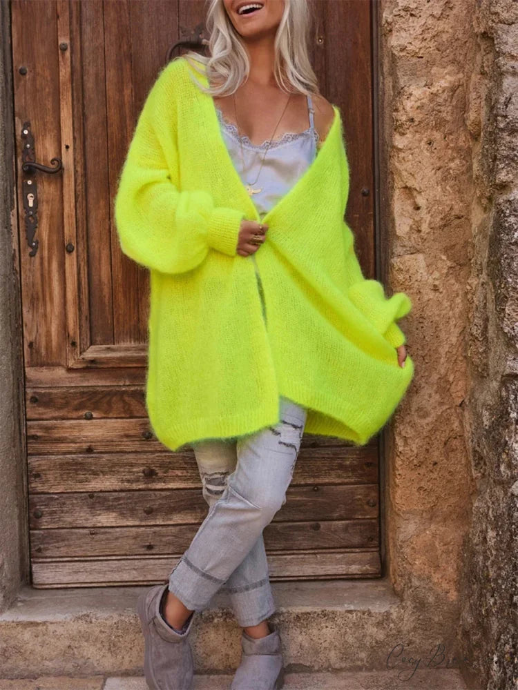 Open Front Plush Full Sleeve Knit Cardigan cardigans-241228