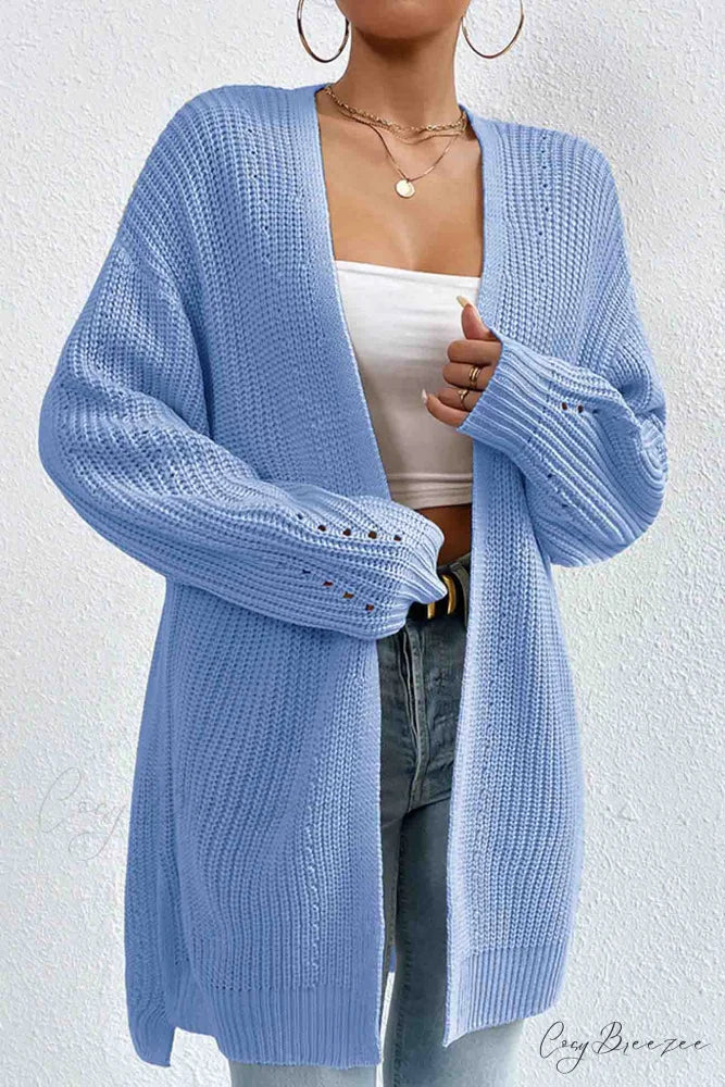 Open Mid-Length Front Cardigan Blue / M