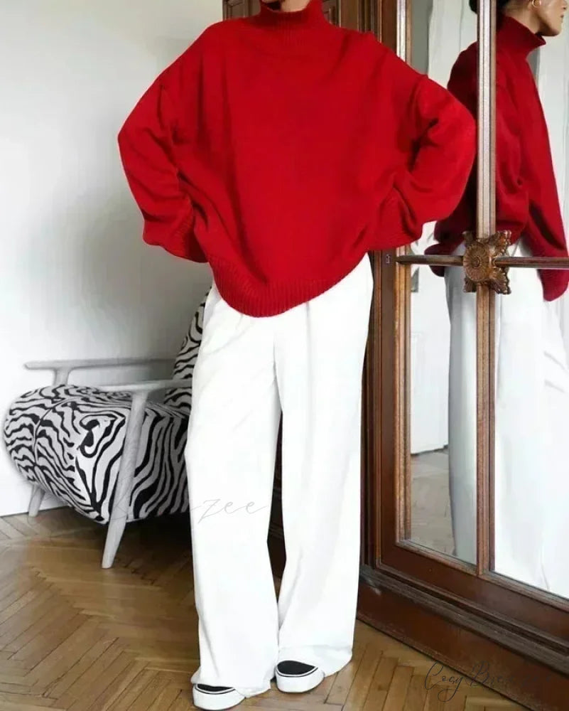 Oversize Vintage Turtleneck Winter Sweater swraters-241228